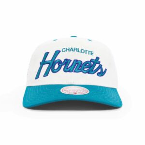 Mitchell & Ness Charlotte Hornets Team Script Golfer NBA Snapback Chapeau Blanc 697555