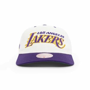 Mitchell & Ness Los Angeles Lakers Team Script Golfer NBA Snapback Chapeau Blanc 698400