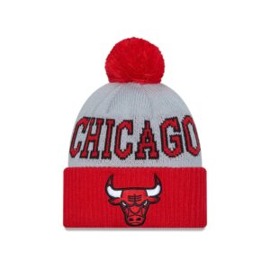 New Era Chicago Bulls 2024 Tip Off Pom Knit NBA Bonnet Gris-Rouge 697903