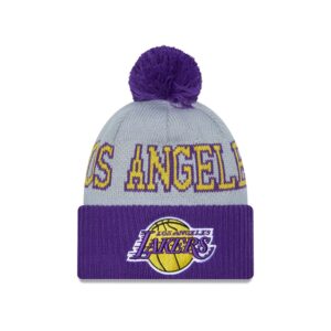 New Era Los Angeles Lakers 2024 Tip Off Pom Knit NBA Bonnet Gris 698528