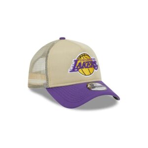 New Era Los Angeles Lakers All Day 9FORTY A-Frame Trucker Snapback Casquette Marron 698293