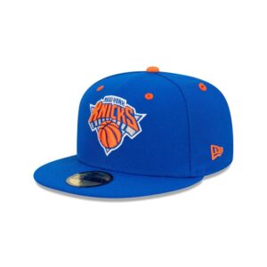 New Era New York Knicks Rear Script 59FIFTY NBA Casquette ajustée Bleu 699043