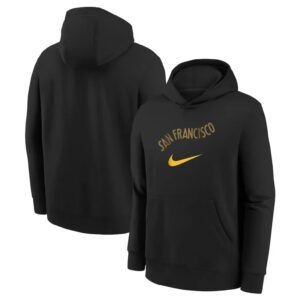 Sweat à capuche Nike Golden State Warriors Club Logo City Edition NBA pour jeunes Noir 699598