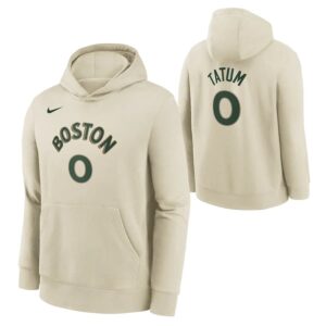 Nike Jayson Tatum Boston Celtics 2024 City Edition NBA Youth Sweat à capuche Crème 699713