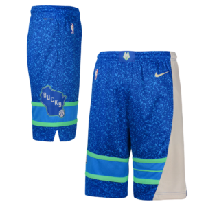 Nike Milwaukee Bucks 2024 City Edition Swingman Youth NBA Short Bleu 700026