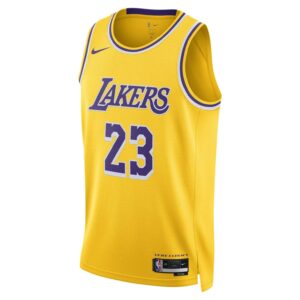 Maillot de basket-ball 2023-24 Los Angeles Lakers LeBron James #23 Swingman Icon Edition Maillot jaune 701263