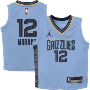 Maillot de basket-ball 2023-24 Memphis Grizzlies Ja Morant #12 Boys Statement Edition Blue Jersey Bleu 701300