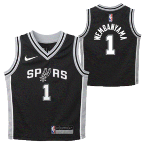Maillot de basket-ball 2023-24 San Antonio Spurs Victor Wembanyama #1 Enfant Icon Edition Maillot Noir Noir 702254