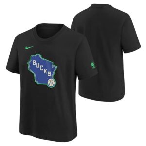 Nike Milwaukee Bucks 2024 City Edition Essential Logo T-shirt NBA pour jeunes Noir 707441