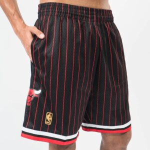 Mitchell & Ness Chicago Bulls 1996-97 Hardwood Classics Throwback Swingman NBA Short à fines rayures Noir 711036