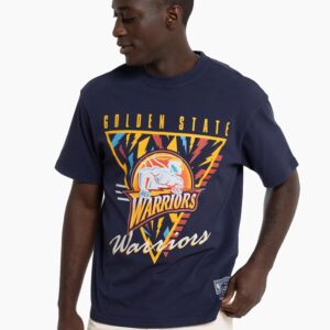 Mitchell & Ness Golden State Warriors Tri Logo T-shirt vintage Bleu foncé 703792