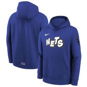 Nike Brooklyn Nets 2024 City Edition Courtside Youth NBA Dri-Fit Sweat à capuche Bleu 703915