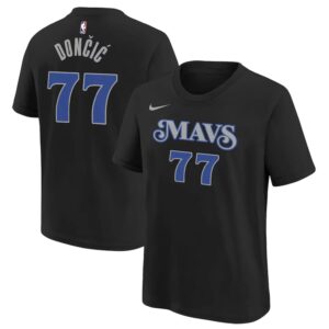 Nike Luka Doncic Dallas Mavericks 2024 City Edition NBA T-shirt pour jeunes Bleu 705335