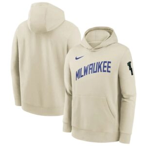 Nike Milwaukee Bucks 2024 City Edition Courtside Youth NBA Dri-Fit Sweat à capuche Crème 703888
