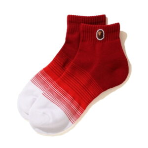 Chaussettes de sport BAPE Ape Head One Point Gradation Ankle Socks Rouge Rouge 713826