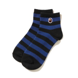 Chaussettes de sport BAPE Ape Head One Point Hoop Ankle Socks Noir/Bleu Blanc 714488