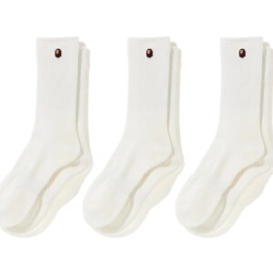 Chaussettes de sport BAPE Ape Head One Point Socks (3pack) Blanc Blanc 717747