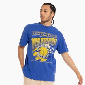 Mitchell & Ness Golden State Warriors Vintage Brush Off 2.0 NBA T-shirt Bleu 714970