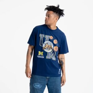 Mitchell & Ness Michigan Wolverines U Of M NCAA T-shirt bleu 713244