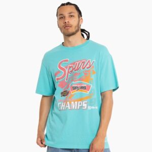 Mitchell & Ness San Antonio Spurs Script Conference Champs Vintage NBA T-Shirt Turquoise 714978