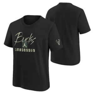 Nike Milwaukee Bucks 2024 City Edition Courtside 1 T-shirt NBA pour jeunes Noir 713374