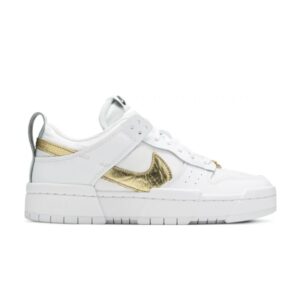Femme Nike Dunk Low Disrupt Blanc Or Métallique Blanc/Blanc/Or Métallique DD9676 100
