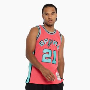 Maillot de basket-ball 1998-99 San Antonio Spurs Tim Duncan # 21 Hardwood Classics Throwback NBA Seasonal City Swingman Maillot rose gris 719097