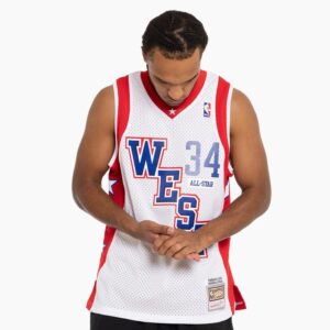 Maillot de basket-ball 2004 All Star Game Shaquille O'Neal # 34 Hardwood Classics Throwback NBA Swingman Maillot blanc jaune 719058