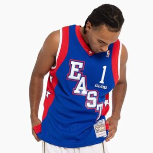 Maillot de basket-ball 2004 All Star Game Tracy McGrady #1 Hardwood Classics Throwback NBA Swingman Bleu Jersey Blanc 719032