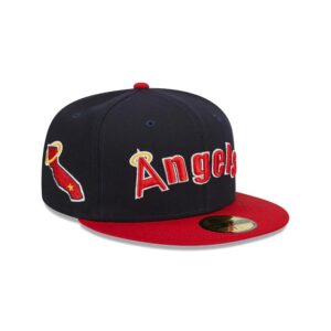 New Era California Angels 59FIFTY Retro Script MLB Casquette ajustée Rouge-bleu 721344
