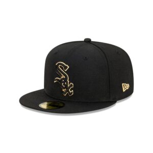 New Era Chicago White Sox 59FIFTY Metallic Accent MLB Casquette ajustée Noir et or 722066