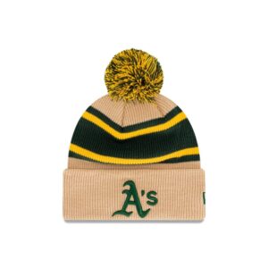 New Era Oakland Athletics Strip Pom Knit MLB Bonnet Noir beige 722610