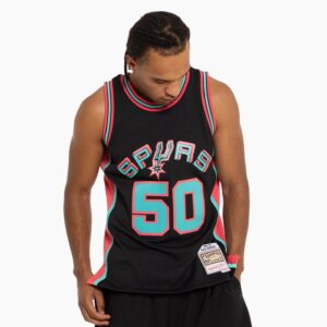 Maillot de basket-ball 1998-99 San Antonio Spurs David Robinson # 50 Hardwood Classics Throwback NBA Seasonal City Swingman Maillot noir blanc 719084