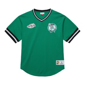 Mitchell & Ness T-shirt à la mode en maille avec col en V et logo vintage des Boston Celtics, vert 732727