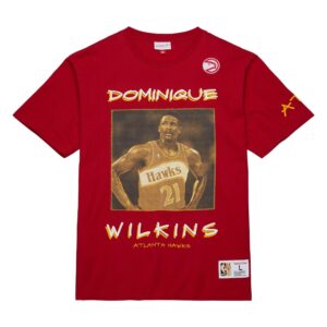 Mitchell & Ness Heavyweight Premium Player Tee Vintage Logo Atlanta Hawks Dominique Wilkins T-Shirt Rouge 729672