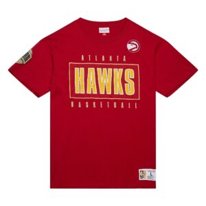 Mitchell & Ness Team OG 2.0 Premium SS Vintage Logo Atlanta Hawks T-shirt Rouge 729721