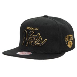 Mitchell & Ness BHM Script Snapback Brooklyn Nets Chapeau Noir 737410