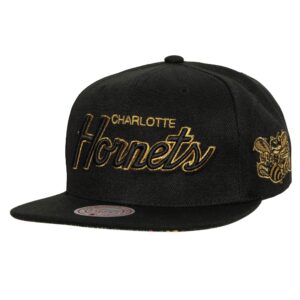 Mitchell & Ness BHM Script Snapback HWC Charlotte Hornets Chapeau Noir 738874