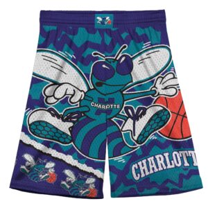 Mitchell & Ness Big Face Jumbotron Mesh Charlotte Hornets Short pour jeunes Violet/Turquoise 740769