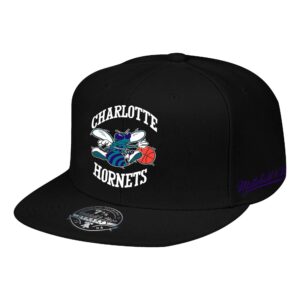 Mitchell & Ness Logo History Ajusté HWC Charlotte Hornets Chapeau Noir 740412