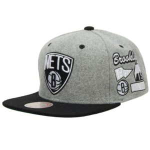 Mitchell & Ness Melton Patch Snapback Brooklyn Nets Chapeau Gris 737676