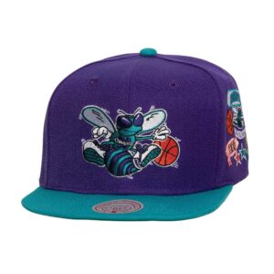 Mitchell & Ness Patch Overload Snapback HWC Charlotte Hornets Chapeau Violet 739978