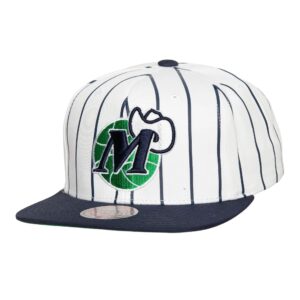 Mitchell & Ness Casquette rétro à fines rayures Snapback HWC Dallas Mavericks Blanc 741656