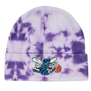 Bonnet Mitchell & Ness Tie Dye Knit HWC Charlotte Hornets Blanc 740359