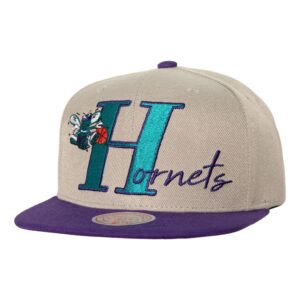 Mitchell & Ness Top Letter Snapback HWC Charlotte Hornets Chapeau Beige 738900