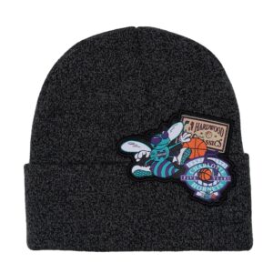 Mitchell & Ness XL Logo Patch Knit HWC Charlotte Hornets Bonnet Gris 740000