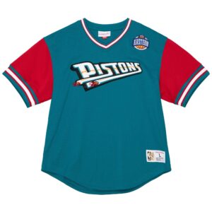 Mitchell & Ness HWC Night Mesh T-shirt à col en V Detroit Pistons Rouge 744088