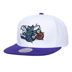 Mitchell & Ness Logo Shine Snapback HWC Charlotte Hornets Chapeau Blanc 746291