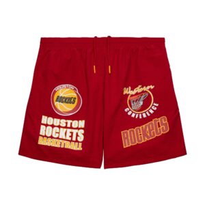 Mitchell & Ness Multi Hit Nylon Vintage Logo Houston Rockets Short Rouge 748250