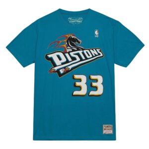 Mitchell & Ness Nom et numéro Detroit Pistons 1998-99 Grant Hill T-shirt Turquoise 744030